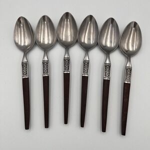 Ekco Eterna La Joya Soup Spoons MCM Japan Stainless Danish Modern Set Of 6